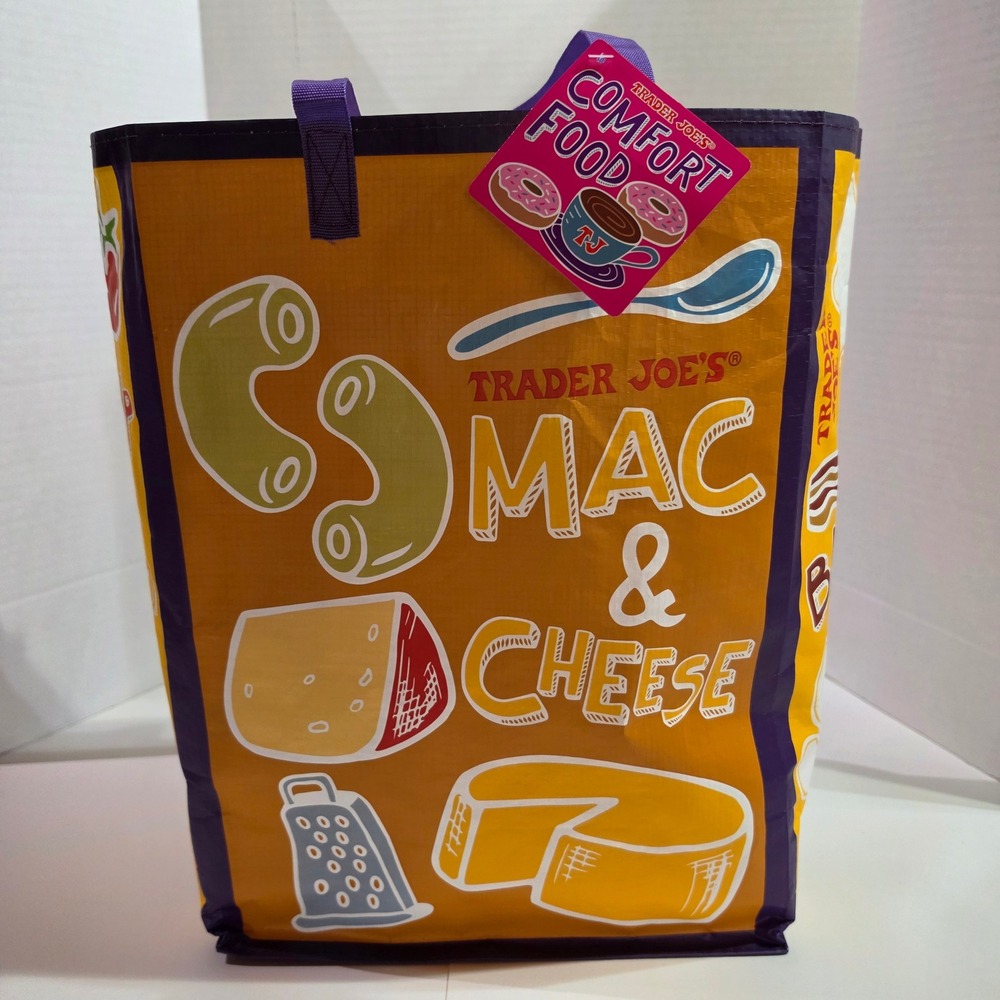 NWT Trader Joe's Comfort Food Reusable Grocery Bag Tote – PB & JAM Mac & Cheese